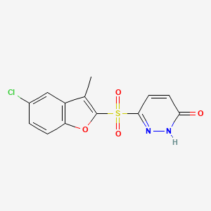 molecular formula C13H9ClN2O4S B1669563 6-[(5-Chloro-3-methyl-1-benzofuran-2-YL)sulfonyl]pyridazin-3(2H)-one CAS No. 463976-07-0