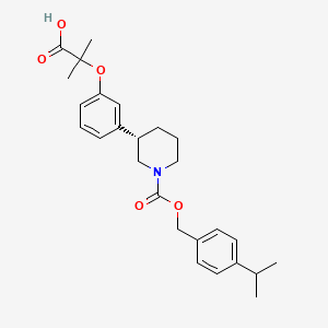 molecular formula C26H33NO5 B1669575 1-Piperidinecarboxylic acid, 3-(3-(1-carboxy-1-methylethoxy)phenyl)-, 1-((4-(1-methylethyl)phenyl)methyl) ester, (3S)- CAS No. 702681-67-2
