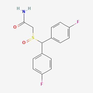 molecular formula C15H13F2NO2S B1669620 乙酰胺，2-[[双(4-氟苯基)甲基]亚磺酰基]- CAS No. 90280-13-0
