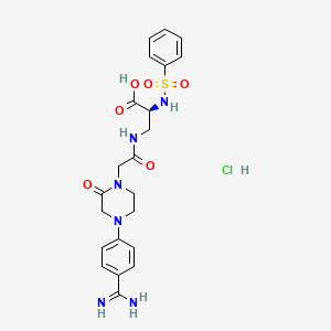 B1669622 L-Alanine, 3-(((4-(4-(aminoiminomethyl)phenyl)-2-oxo-1-piperazinyl)acetyl)amino)-N-(phenylsulfonyl)-, monohydrochloride CAS No. 256385-24-7