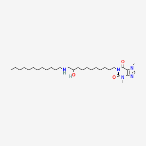 B1669652 1-(11-(dodecylamino)-10-hydroxyundecyl)-3,7-dihydro-3,7-dimethyl-1H-purine-2,6-dione CAS No. 166981-13-1