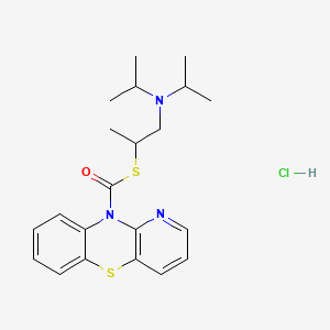 molecular formula C21H28ClN3OS2 B1669717 10H-Pyrido(3,2-b)(1,4)benzothiazine-10-carbothioic acid, S-((2-diisopropylamino-1-methyl)ethyl) ester, hydrochloride CAS No. 63906-31-0