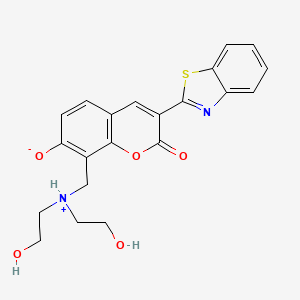 molecular formula C21H20N2O5S B1669718 3-(1,3-苯并噻唑-2-基)-8-{[双(2-羟乙基)氨基]甲基}-7-羟基-2H-色满-2-酮 CAS No. 384361-09-5