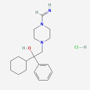 molecular formula C19H30ClN3O B1669747 1-Piperazineethanol, alpha-cyclohexyl-4-(iminomethyl)-alpha-phenyl-, monohydrochloride CAS No. 124065-13-0