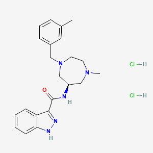 molecular formula C22H29Cl2N5O B1669837 N-(1-Methyl-4-(3-methylbenzyl)hexahydro-1H-1,4-diazepin-6-yl)-1H-indazole-3-carboxamide dihydrochloride CAS No. 141034-42-6