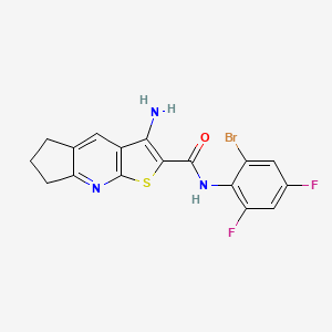 molecular formula C17H12BrF2N3OS B1669879 3-amino-N-(2-bromo-4,6-difluorophenyl)-6,7-dihydro-5H-cyclopenta[b]thieno[3,2-e]pyridine-2-carboxamide CAS No. 497061-48-0