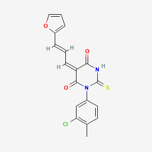 molecular formula C18H13ClN2O3S B1669891 (5E)-1-(3-chloro-4-methylphenyl)-5-[(E)-3-(furan-2-yl)prop-2-enylidene]-2-sulfanylidene-1,3-diazinane-4,6-dione CAS No. 593273-05-3