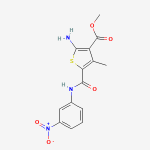 molecular formula C14H13N3O5S B1669903 Methyl 2-amino-4-methyl-5-[(3-nitrophenyl)carbamoyl]thiophene-3-carboxylate CAS No. 832109-48-5