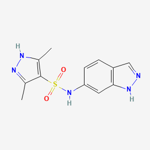 molecular formula C12H13N5O2S B1669912 N-(1H-indazol-6-yl)-3,5-dimethyl-1H-pyrazole-4-sulfonamide CAS No. 1025026-80-5