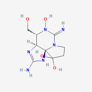 B1670101 1H,10H-Pyrrolo(1,2-c)purine-10,10-diol, 2-amino-3a,4,5,6,8,9-hexahydro-5-hydroxy-4-(hydroxymethyl)-6-imino-, (3aS,4R,10aS)- CAS No. 68683-58-9