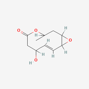 molecular formula C10H14O4 B1670108 (8E)-7-hydroxy-3-methyl-4,11-dioxabicyclo[8.1.0]undec-8-en-5-one CAS No. 140460-52-2