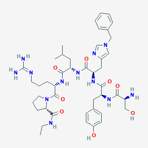 molecular formula C44H64N12O8 B167024 (2S)-1-[(2S)-2-[[(2S)-2-[[(2R)-2-[[(2S)-2-[[(2S)-2-氨基-3-羟基丙酰基]氨基]-3-(4-羟基苯基)丙酰基]氨基]-3-(1-苄基咪唑-4-基)丙酰基]氨基]-4-甲基戊酰基]氨基]-5-(二氨基亚甲基氨基)戊酰基]-N-乙基吡咯烷-2-甲酰胺 CAS No. 134009-09-9