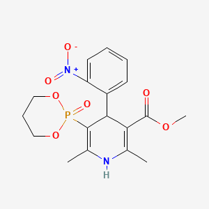 molecular formula C18H21N2O7P B1670373 2,6-二甲基-4-(2-硝基苯基)-5-(2-氧代-1,3,2-二氧杂磷杂环-2-基)-1,4-二氢吡啶-3-羧酸甲酯 CAS No. 102097-78-9