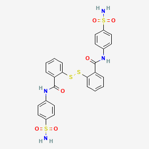 molecular formula C26H22N4O6S4 B1670412 2,2'-Dithiobis-(N-(4-sulfamoylphenyl)-benzamide) CAS No. 171744-39-1