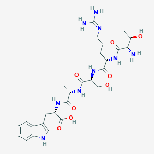 molecular formula C27H41N9O8 B167076 (2S)-2-[[(2S)-2-[[(2S)-2-[[(2S)-2-[[(2S,3R)-2-Amino-3-hydroxybutanoyl]amino]-5-(diaminomethylideneamino)pentanoyl]amino]-3-hydroxypropanoyl]amino]propanoyl]amino]-3-(1H-indol-3-yl)propanoic acid CAS No. 138949-73-2