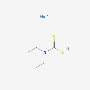 molecular formula (C2H5)2NCS2Na<br>C5H10NNaS2<br>C5H10NNaS2 B1670784 Sodium diethyldithiocarbamate CAS No. 148-18-5