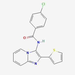 molecular formula C18H12ClN3OS B1670966 4-氯-N-[2-(噻吩-2-基)咪唑并[1,2-a]吡啶-3-基]苯甲酰胺 CAS No. 374084-31-8
