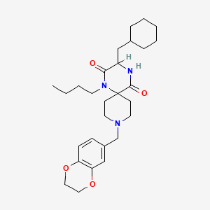 B1671029 1,4,9-Triazaspiro(5.5)undecane-2,5-dione, 1-butyl-3-(cyclohexylmethyl)-9-((2,3-dihydro-1,4-benzodioxin-6-yl)methyl)- CAS No. 342394-93-8