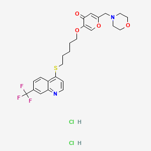 molecular formula C25H29Cl2F3N2O4S B1671146 5-(5-(7-(三氟甲基)喹啉-4-基硫)戊氧基)-2-(吗啉甲基)-4H-吡喃-4-酮二盐酸盐 CAS No. 754240-09-0