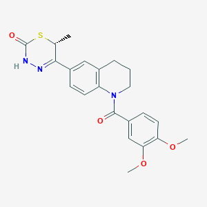 B1671210 5-[1-(3,4-dimethoxybenzoyl)-3,4-dihydro-2H-quinolin-6-yl]-6-methyl-3,6-dihydro-1,3,4-thiadiazin-2-one CAS No. 147527-31-9
