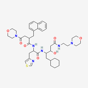 B1671239 5-cyclohexyl-3-hydroxy-N-(2-morpholin-4-ylethyl)-4-[[2-[[4-morpholin-4-yl-2-(naphthalen-1-ylmethyl)-4-oxobutanoyl]amino]-3-(1,3-thiazol-4-yl)propanoyl]amino]pentanamide CAS No. 116326-39-7