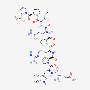 B1671456 (S)-1-(((S)-1-(L-glutamyl-L-tryptophyl)-2,5-dihydro-1H-pyrrole-2-carbonyl)-L-arginyl-L-prolyl-L-glutaminyl-L-isoleucyl-L-prolyl)-2,5-dihydro-1H-pyrrole-2-carboxylic acid CAS No. 79873-93-1