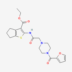 B1671677 Ethyl 2-(2-(4-(furan-2-carbonyl)piperazin-1-yl)acetamido)-5,6-dihydro-4H-cyclopenta[b]thiophene-3-carboxylate CAS No. 835598-94-2