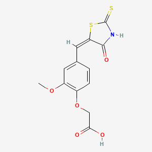 B1671806 2-(2-Methoxy-4-((4-oxo-2-thioxothiazolidin-5-ylidene)methyl)phenoxy)acetic acid CAS No. 331862-41-0