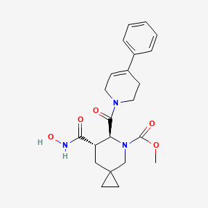 molecular formula C22H27N3O5 B1671818 methyl (5S,6S)-5-(hydroxycarbamoyl)-6-(4-phenyl3,6-dihydro-2H-pyridine-1-carbonyl)-7-azaspiro[2.5]octane-7-carboxylate CAS No. 791826-72-7
