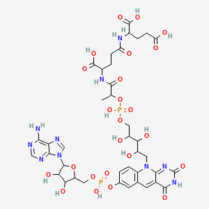 molecular formula C39H48N10O24P2 B1671854 2-[[4-[2-[[5-[7-[[5-(6-Aminopurin-9-yl)-3,4-dihydroxyoxolan-2-yl]methoxy-hydroxyphosphoryl]oxy-2,4-dioxopyrimido[4,5-b]quinolin-10-yl]-2,3,4-trihydroxypentoxy]-hydroxyphosphoryl]oxypropanoylamino]-4-carboxybutanoyl]amino]pentanedioic acid CAS No. 95617-07-5
