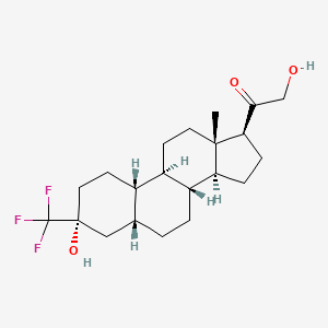molecular formula C21H31F3O3 B1671973 2-Hydroxy-1-[(3R,5R,8R,9R,10S,13S,14S,17S)-3-hydroxy-13-methyl-3-(trifluoromethyl)-2,4,5,6,7,8,9,10,11,12,14,15,16,17-tetradecahydro-1H-cyclopenta[a]phenanthren-17-yl]ethanone CAS No. 162882-76-0