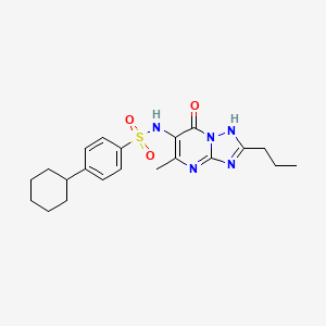 molecular formula C21H27N5O3S B1671978 4-环己基-N-(7-羟基-5-甲基-2-丙基[1,2,4]三唑并[1,5-a]嘧啶-6-基)苯磺酰胺 CAS No. 901230-11-3
