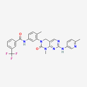 molecular formula C28H24F3N7O2 B1671981 苯甲酰胺，N-[3-[1,4-二氢-1-甲基-7-[(6-甲基-3-吡啶基)氨基]-2-氧代嘧啶并[4,5-D]嘧啶-3(2H)-基]-4-甲基苯基]-3-(三氟甲基)- CAS No. 839706-07-9