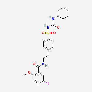 molecular formula C23H28IN3O5S B1672030 N-(2-(4-((((Cyclohexylamino)carbonyl)amino)sulfonyl)phenyl)ethyl)-5-iodo-2-methoxybenzamide CAS No. 16789-77-8