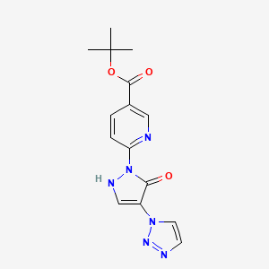 B1672092 tert-butyl 6-(5-oxo-4-(1H-1,2,3-triazol-1-yl)-2,5-dihydro-1H-pyrazol-1-yl)nicotinate CAS No. 1154097-71-8