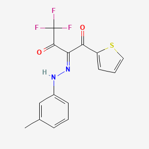 B1672118 (2E)-4,4,4-trifluoro-2-[(3-methylphenyl)hydrazinylidene]-1-thiophen-2-ylbutane-1,3-dione CAS No. 263890-70-6