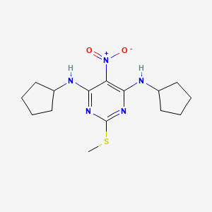 molecular formula C15H23N5O2S B1672155 N4,N6-二环戊基-2-(甲硫基)-5-硝基嘧啶-4,6-二胺 CAS No. 39069-52-8