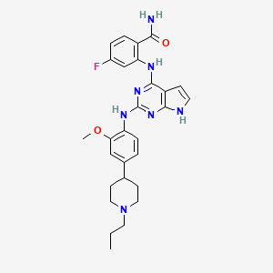 B1672350 4-fluoro-2-[(2-{[2-methoxy-4-(1-propylpiperidin-4-yl)phenyl]amino}-7H-pyrrolo[2,3-d]pyrimidin-4-yl)amino]benzamide CAS No. 1116234-91-3