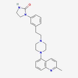 molecular formula C25H29N5O B1672357 1-(3-(2-(4-(2-甲基-5-喹啉基)-1-哌嗪基)乙基)苯基)-2-咪唑烷酮 CAS No. 844903-58-8
