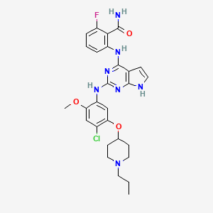B1672359 2-{[2-({4-chloro-2-methoxy-5-[(1-propylpiperidin-4-yl)oxy]phenyl}amino)-7H-pyrrolo[2,3-d]pyrimidin-4-yl]amino}-6-fluorobenzamide CAS No. 1123162-72-0