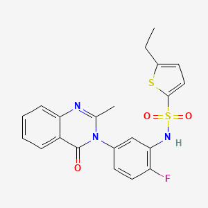 molecular formula C21H18FN3O3S2 B1672369 5-乙基-N-[2-氟-5-(2-甲基-4-氧代-3(4H)-喹唑啉基)苯基]-2-噻吩磺酰胺 CAS No. 899758-61-3