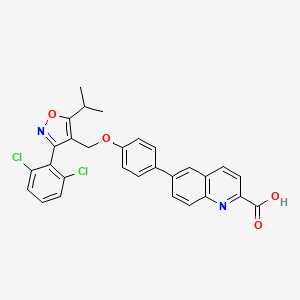 B1672370 6-(4-{[3-(2,6-Dichlorophenyl)-5-(1-Methylethyl)isoxazol-4-Yl]methoxy}phenyl)quinoline-2-Carboxylic Acid CAS No. 1020567-30-9