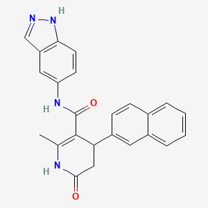 B1672377 N-(1H-indazol-5-yl)-2-methyl-4-(naphthalen-2-yl)-6-oxo-1,4,5,6-tetrahydropyridine-3-carboxamide CAS No. 864082-23-5