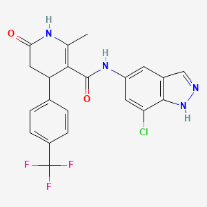 B1672388 N-(7-chloro-1H-indazol-5-yl)-6-methyl-2-oxo-4-[4-(trifluoromethyl)phenyl]-3,4-dihydro-1H-pyridine-5-carboxamide CAS No. 864082-48-4