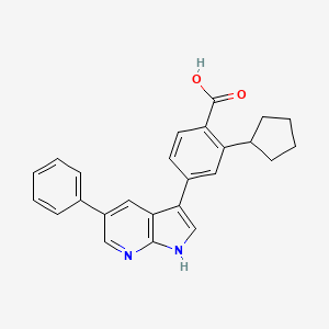 molecular formula C25H22N2O2 B1672397 2-环戊基-4-(5-苯基-1H-吡咯并[2,3-b]吡啶-3-基)苯甲酸 CAS No. 890842-28-1