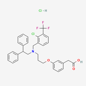 B1672460 2-(3-(3-((2-Chloro-3-(trifluoromethyl)benzyl)(2,2-diphenylethyl)amino)propoxy)phenyl)acetic acid hydrochloride CAS No. 405911-17-3