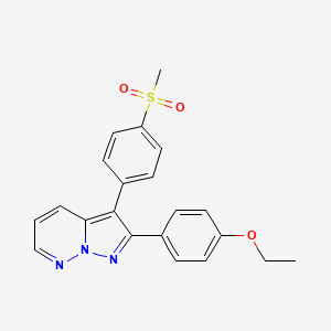 molecular formula C21H19N3O3S B1672462 2-(4-乙氧苯基)-3-[4-(甲磺酰基)苯基]吡唑并[1,5-b]哒嗪 CAS No. 221148-46-5
