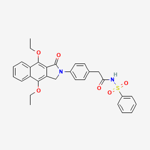 N-(benzenesulfonyl)-2-[4-(4,9-diethoxy-3-oxo-1H-benzo[f]isoindol-2-yl)phenyl]acetamide