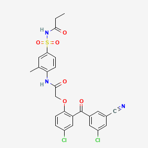 B1672475 N-({4-[({4-chloro-2-[(3-chloro-5-cyanophenyl)carbonyl]phenoxy}acetyl)amino]-3-methylphenyl}sulfonyl)propanamide CAS No. 457635-65-3