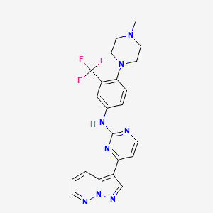 molecular formula C22H21F3N8 B1672478 N-[4-(4-甲基哌嗪-1-基)-3-(三氟甲基)苯基]-4-吡唑并[1,5-b]哒嗪-3-基嘧啶-2-胺 CAS No. 551919-98-3